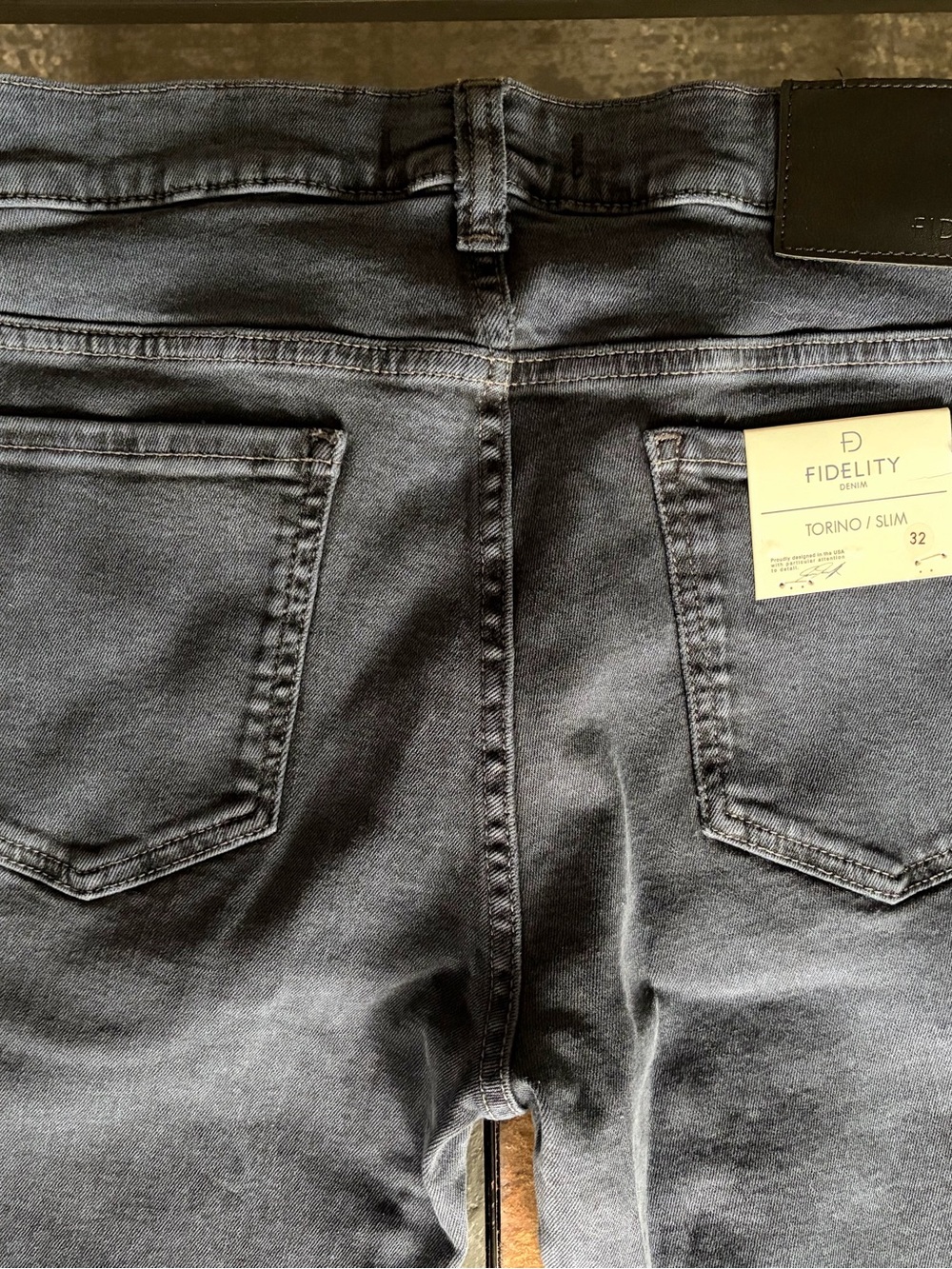 Fidelity Men’s Slim Torino Jeans in Azure Blue Washed Gray NWT Stretch Denim